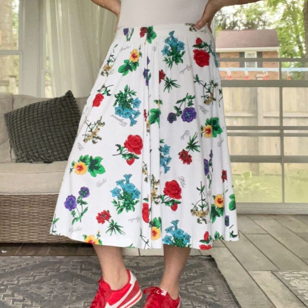 Vintage Peter Popovitch Petite Garden Flower Skirt with Pockets Women's Large